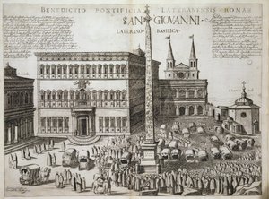 Dedicação do Obelisco em frente à Basílica de San Giovanni Laterano, Roma, em 1588, 1600 (ver também 193205) de Nicolaus van Aelst
